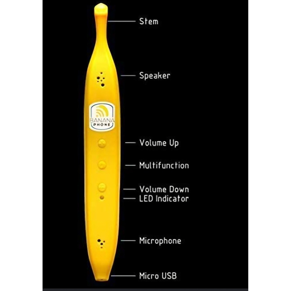 Banana Phone Bluetooth Wireless Handset Yellow Novelty Speaker Model 002